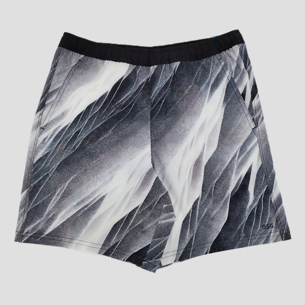 DSG Boy L Agility Short Print White Black AI Formation Athletic Moisture Wicking